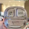 Plato de Cena de Acero Inoxidable para Niños Plato de Comida para Bebés Plato de Dibujos Animados Hogar Estudiante Portátil Compartimentado Lonchera Plato Coreano de Tres Compartimentos