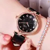 Relógio de Pulso Gedi Luxo Leve com Incrustação de Diamante para Mulheres Sensação de Nicho Relógio de Pulso de Guangzhou Pulseira de Couro Retrô Decoração de Relógio de Quartzo