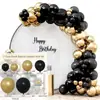 Serie Oro Negro de Amazon Transfronteriza Set de Globos Tema Cumpleaños Cadena de Globos Combinación Decoración Arreglo para Fiesta Festiva