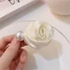 Grampo de Cabelo Feminino Francês Delicado Cetim Rosa Pérola Elegante High-end Franja Lateral Desfiada Acessórios de Cabelo