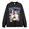 Camiseta de Manga Curta Estilo Retro Americano Bad Bunny Estampada Lavada Algodão Pesado Gola Pequena Top