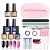 Lámpara de uñas de 6W transfronteriza, kit de pegamento para esmalte de uñas de 8 ml, pegamento que cambia de temperatura, pegamento platino brillante