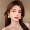 Pendientes Exagerados de Flor con Borla Dorada para Mujer, Nuevo Estilo Chino Retro, Pendientes de Industria Pesada, Lujo Ligero, Pendientes de Novia de Alta Gama, Verano