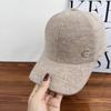 Gorra de Béisbol de Punto para Mujer Estilo Coreano con Letra C de Pedrería Otoño e Invierno Nueva Moda Versátil Resistente al Viento Cálida