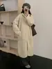 Cardigan Longo de Tricô Espesso com Zíper Estilo Coreano Preguiçoso Acima do Joelho para Mulheres Outono e Inverno Novo Casaco de Tricô de Alta Qualidade