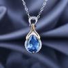 Pingente de Prata S925 Banhado a Ouro com Zircônia Azul Marinho Rede Vermelha Prata Banhada a Ouro Diamante de Alto Carbono Colar Lágrimas de Sereia