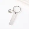 Chaveiro longo de aço inoxidável transfronteiriço com semente de mostarda redonda cor laser impressão material em branco para gravação chaveiro de metal