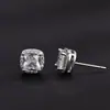 Pendientes Cuadrados de Circonita Estilo Europeo y Americano para Mujer, Pendientes de Lujo Ligero y de Gama Alta, Pendientes Versátiles y Elegantes, Agujas de Plata de Ley Incrustadas con Rubíes