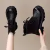 Botas Martin de suela gruesa para mujer, botas cálidas de una sola capa 2026 Nuevo estilo Otoño/Invierno Estilo Británico Botines Botas de algodón Artículo popular Botines con felpa