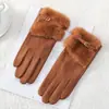 Luvas quentes de outono e inverno para mulheres, fofas, para estudantes, para ciclismo ao ar livre, luvas grossas de veludo resistentes ao frio, compatíveis com tela sensível ao toque.
