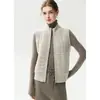 Esencial para capas~Chaleco de cachemira sin mangas chaqueta de algodón a cuadros cuello alto con bolsillos y cremallera cárdigan de punto chaleco prenda exterior