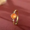 [Naranja Azucarada] Anillo de Diamante de Piedra Tarfanta tipo Azúcar para Mujer Chapado 925 Corte Retro Nicho Estilo Hong Kong