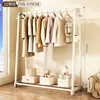 Prateleira combinada de plástico, cabide simples, varal de roupas, cabide de roupas de chão para uso doméstico no quarto, cabide de roupas para varanda interna
