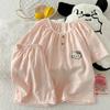 2025 Pijamas Nuevos para Mujer Verano Algodón Nube Manga Corta Pantalones Cortos Dormitorio Dulce Pequeño Aroma Ropa de Casa Conjunto de Dos Piezas
