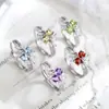 Anillo Natural SPAR de Plata de Ley s925 para Mujer Ajustable Sin Color Caperucita Roja Explosiones Avanzadas Exclusivo Transfronterizo