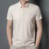 Polo de Seda de Hielo Dagging Sin Rastro 2024 para Hombre Verano Cuello Solapa Camiseta Joven y de Mediana Edad Elástica Casual Manga Corta
