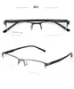 Nuevos Armazones para Gafas de Miopía para Hombre, Marco de Acero y Cuero, Patas de Espejo, Medio Marco, Cepillado, Temperamento Versátil, Se Pueden Vender al por Mayor y Mezclar
