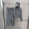 Conjunto de Sudadera con Capucha y Cardigan de Forro Polar Grueso Doble Cara Casual Perezoso con Pantalones Largos Rectos - Otoño/Invierno 2026 Transfronterizo