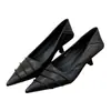 2026 Zapatos de Tacón Alto de Punta Fina Estilo Retro Francés Nuevo Diseño Plisado Piel Suave Versátiles de Uso Diario Temperamento Tacones de Aguja