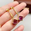 Pendientes de Torre de Azúcar Natural Amatista Transfronterizos para Mujer, Joyería de Plata 925 de Gama Alta de Nicho, Moda 6*6, Ventas Directas de Fábrica