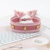 Pulsera de Correa con Borla de Remache de Estrella de Cinco Puntas, Pulsera Tejida de Estilo Étnico Colorido, Accesorios Transfronterizos de Estilo Mixto Multicolor