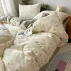 Novo Conjunto de Quatro Peças Estilo INS Lençol Capa de Edredom Conjunto de Três Peças para Estudante Conjunto de Roupa de Cama de Gaze Amassada com Toque de Nuvem Dropshipping Transfronteiriço