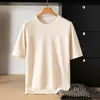 Suéter de hombre de punto con cuello redondo y manga corta, no de lana, transfronterizo, suéter de manga corta transfronterizo, camiseta básica de manga corta, camiseta de punto