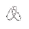 Anillo de pareja de amor de galaxia, diseño geométrico de nicho simple, estilo lujoso y ligero, anillo abierto con rombos para hombres y mujeres.