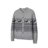 Suéter Henley masculino estilo americano com estampa de Dachshund estilo Fair Isle, suéter de malha em camadas estilo coreano para jovens