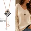 Cadena para Suéter de Collar Largo Geométrico, Accesorio de Lujo de Alta Gama, Versátil y de Moda, Colgante de Perla para Otoño e Invierno
