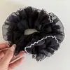 Anillo para el Cabello de Encaje con Puntos de Ola Blanco y Negro Retro Francés Temperamento Suave Cordón de Encaje Grande de Gama Alta Accesorios para el Cabello Tocado