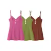 Atacado de roupas femininas transfronteiriço 2026 nova moda elegante sem mangas alças design decote V decote vazado costas nuas vestido