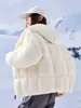 Explorer Invierno Casual Cálido Chaqueta de Plumas de Pato Ropa de Abrigo Unisex con Capucha Chaqueta Acolchada Engrosada Hombres