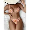 Colección nueva de Amazon 2026: traje de baño de dos piezas, estampado, con amarre, bikini sexy, al por mayor para exportación, ropa de playa y para aguas termales