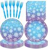 Set de Vajilla de 96 Piezas para Fiesta de Cumpleaños Feliz Diseño de Lunares de Arcoíris Platos Servilletas Tenedores para 24 Invitados Caja de Regalo