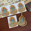Hotong Tíbet Nepal Thangka Pintado a Mano Puro Tara Verde Forma de Calabaza [Núcleo de Cartón]
