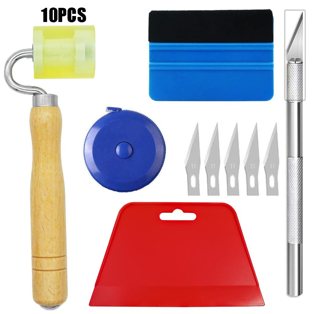 10件套（1手柄滚轮+1蓝色长绒刮板+1红色梯形刮板+1卷尺