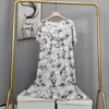 Bata de Noche de Algodón y Seda para Mujer, Vestido Largo de Verano Moderno de Gama Alta, Estilo Delgado para Primavera y Otoño, Se Puede Usar Afuera, Ropa de Dormir de Manga Corta Talla Grande