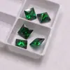 Anillo Cuadrado Princesa de Esmeralda con Circonita Cuadrada Verde Piedra Suelta al por Mayor
