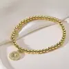 Aogu Amazon Mais Vendido Simples Versátil Banhado a Cobre Ouro 18K Zircônia Coração Geométrico Pingente Pulseira com Contas para Mulheres