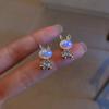 Aretes Bonitos de Conejo del Zodíaco Perla Ji de Sirena Dulces Agujas de Plata S925 33398