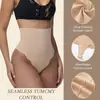 Calça Modeladora de Seda Gelada de Cintura Alta para Controle da Barriga Feminina, Calça de Segurança Ondulada Pós-Parto, Calça Modeladora Fina Sem Costura com Forro de Algodão em T