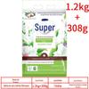 Sabão em pó natural super vegetal 1,2 kg + 308 g de aminoácidos vegetais fáceis de flutuar, fragrância verde de campânula, lavável à máquina