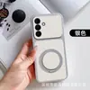 Compatible con Samsung S26FE Funda de teléfono de cuero texturizado Corning con soporte magnético giratorio de 360 grados, S25 ventana de visualización grande, A57 cubierta protectora