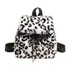 Bolso Tote Transfronterizo de Felpa con Estampado de Leopardo para Mujer Otoño 2025 Nuevo Gran Capacidad Casual de Gama Alta Mochila de un Solo Hombro