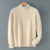 Suéter Grueso Cálido de Alta Calidad para Hombre 100% Lana con Cuello Semi Alto, Capa Base Amigable con la Piel