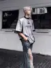 Camiseta de Malla para Hombre de Manga Corta Falsa de Dos Piezas Verano Americana Guapo Marca de Alta Gama de Moda Diseño de Nicho Hombrera Media Manga