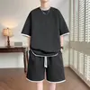 Conjunto Deportivo Holgado para Hombre en Verano, Camiseta de Manga Corta de Dos Piezas con Pantalones Tres Cuartos, un Conjunto de Ropa de Dos Piezas