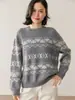Estilo Perezoso Otoño e Invierno Nuevo Suéter de Cachemira para Mujer Cuello Redondo Suelto Grueso Tejido para Fondo Suéter Jersey Cárdigan