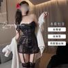 Romántica Flor de Melocotón Sexy Encaje Satén Falda de Cadera para Mujer Push-up Pecho Pequeño Ropa Interior Sexy Pijama que no se quita Uniforme 630